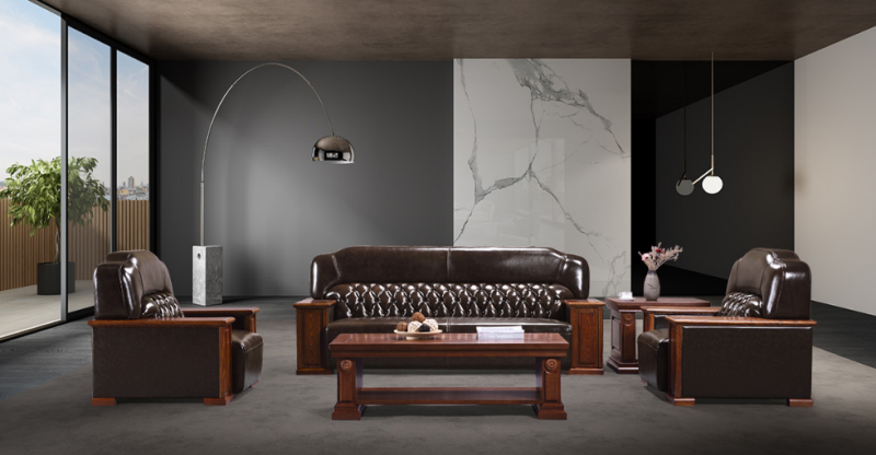 Classic Business Genuine Leather Sofa: Steady Demeanor, Crafted for Excellence