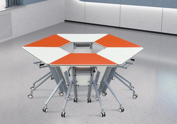 Hexagonal Modular Flip-Top Training Table