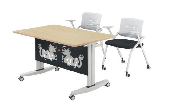 Flip-Top Mobile Training Table with Decorative Privacy Panel