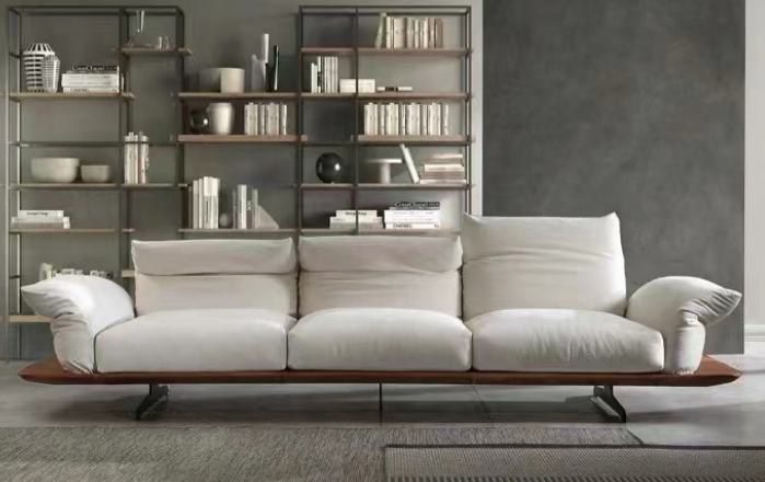 Modern Minimalist 3-Seater Fabric Sofa with Detachable Armrests