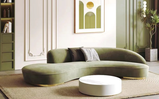 Customizable Curved Velvet Sofa
