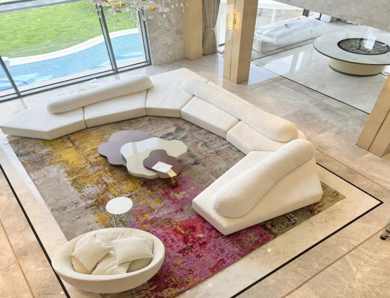 Modular Curved Boucle Sectional Sofa
